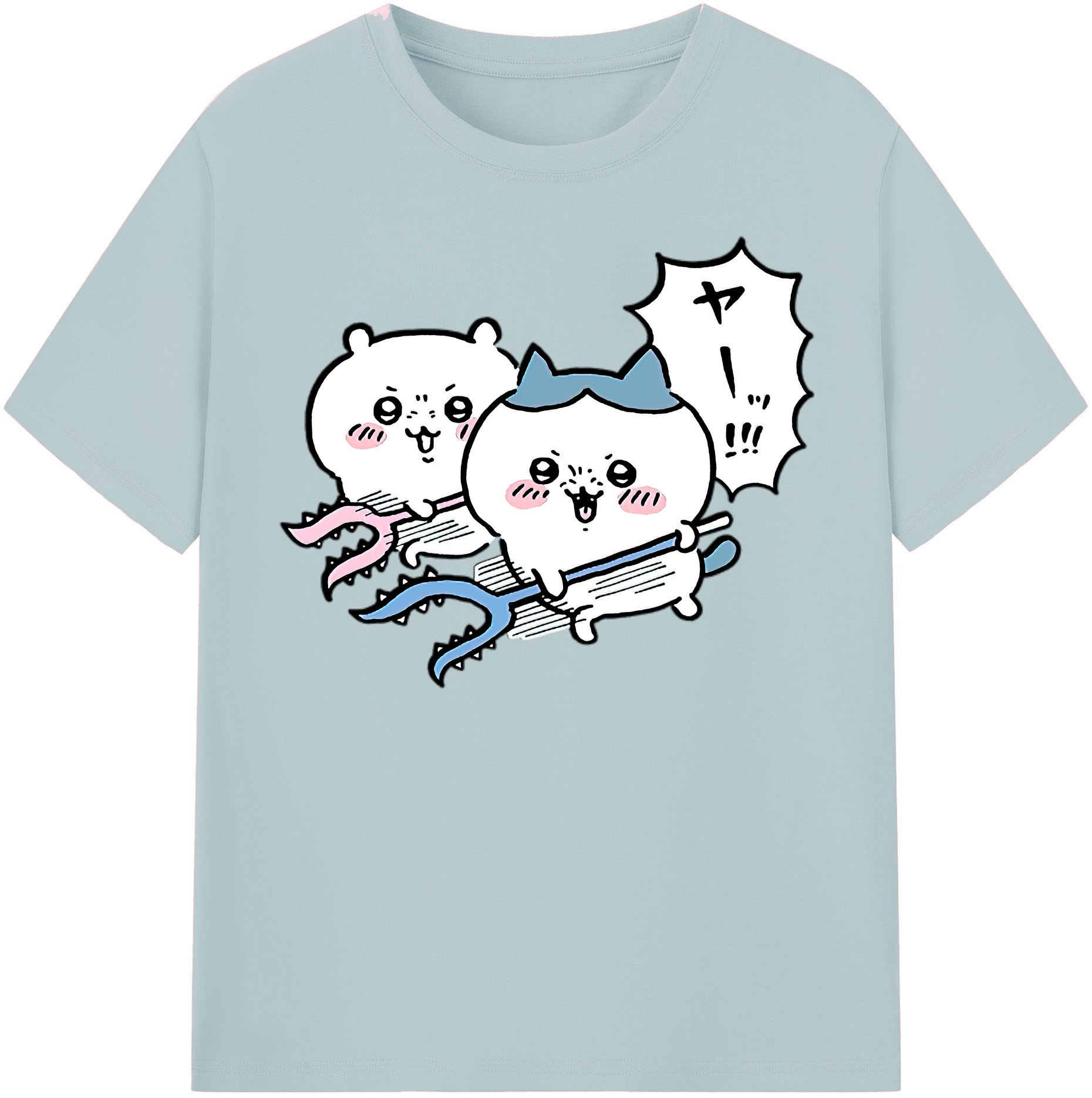 （画像用） ちいかわ ハチワレ Chii-kawa hachiware 綿100％半袖Tシャツ（フロントプリント）